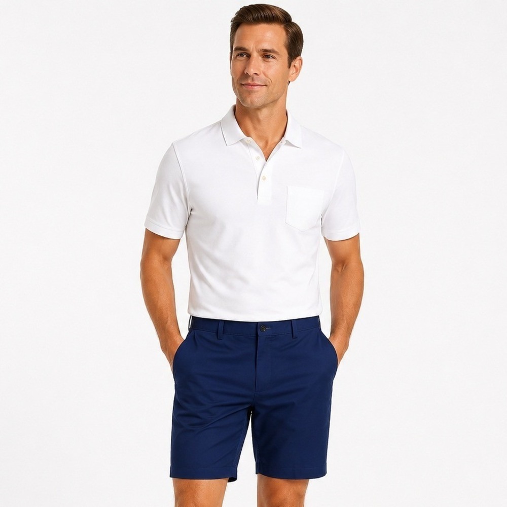 Jos A Bank Mens Stays Cool Navy Blue Chino Shorts Size 32 Cotton New With Tags